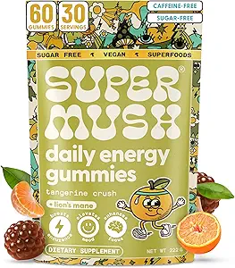 Gummies de baño de energía - Orgánica Lions Mane Suplemento con Cordyceps, Rhodiola, L-Theanine, Maca - Vegan &amp; Sugar-Free - Energía, Focus, Stamina, Stress Reduction - 60 Gummies (30 Servings)