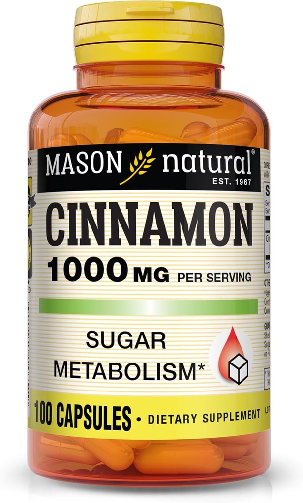 Canela NATURAL MASON, 1000 mg, 100 cápsulas (Pack of 3), Suplemento dietético herbal