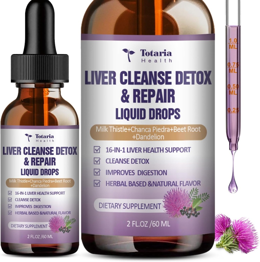 Reparación del hígado líquido,1100 mg de carburante suplemento Dandelion Root y 16+ hierbas para soporte del hígado Active Liver Health Formula No Sugar Vegan Non-GMO y All-Natural