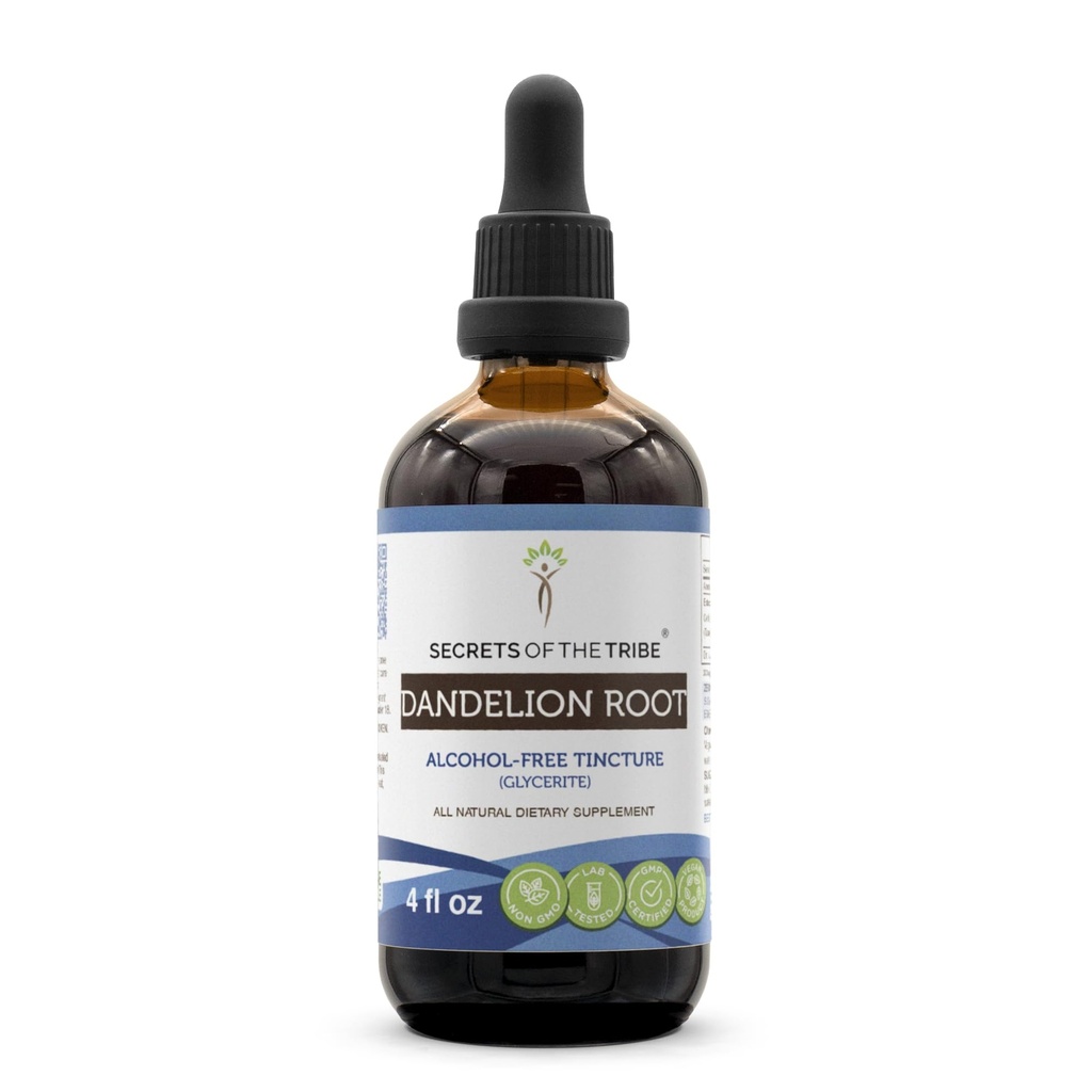Secrets of the Tribe Dandelion Root Alcohol-Free Liquid Extract, Dandelion (Taraxacum Officinale) Dried Root Tincture Supplement (4 FL OZ)