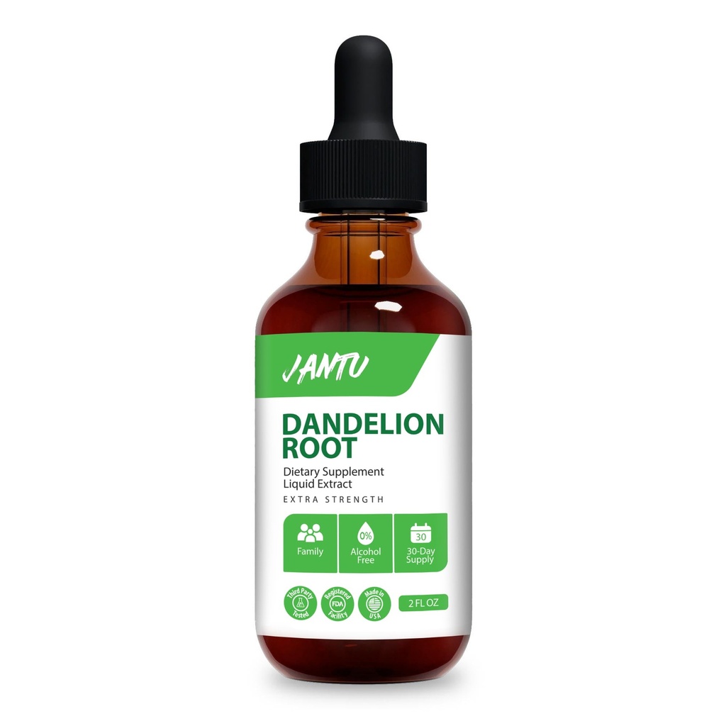 Jantu Dandelion Root Liquid Extract, 2 FL OZ, Alcohol-Free, Extra Strength, 30-Day Supply