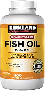 Kirkland Signature Natural Fish Oil 1000 mg con 300 mg Omega-3 - 400 ct (Pack of 2)