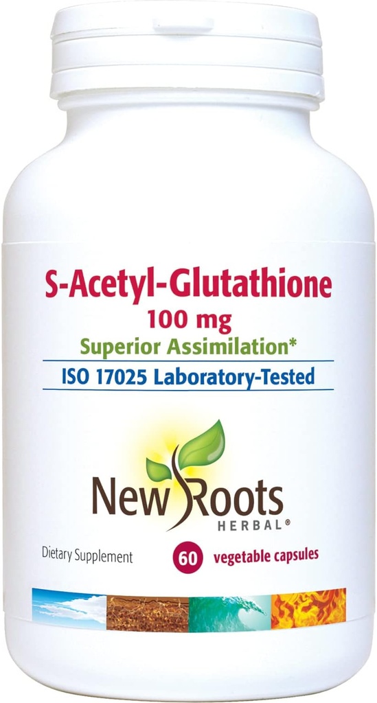 NUEVAS ROOTS HERBAL S-Acetyl-Glutathione, 100mg  durable Superior Assimilation  durable Healthy Aging &amp; Immunity Support (60 Veg Caps)