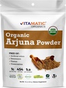 Vitamatic Certified USDA Organic Arjuna Bark Powder – 1 lb (16 oz) Pure Terminalia Arjuna Bark | Supports Heart Health, Circulation & Stress Relief