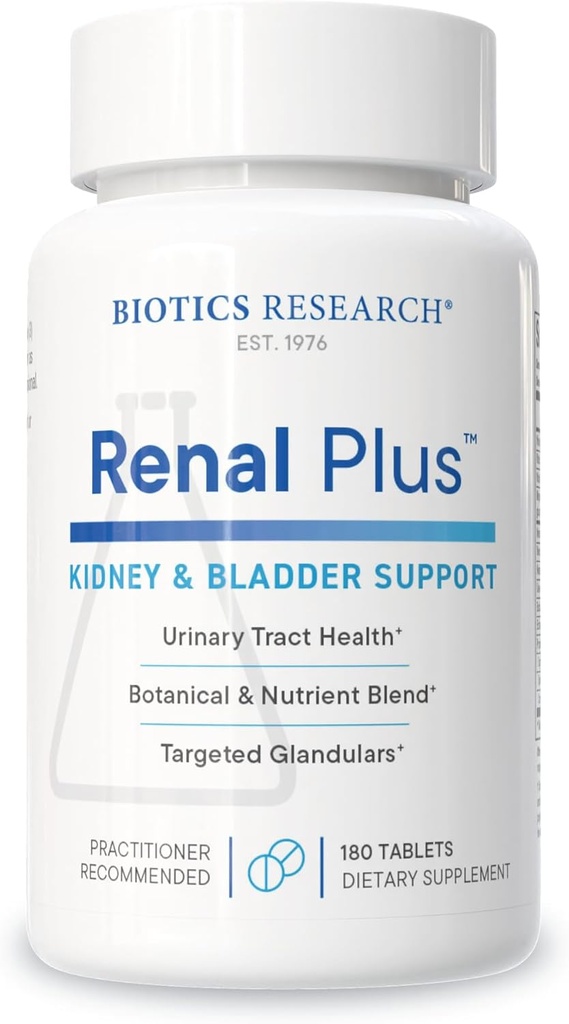 Biotics Research Renal Plus – Botanical, Glandular and Nutritional Support for Optimal Renal Function. Salud del riñón &amp; Apoyos Función Urológica – Ulva ursi, Buchu Leaf, Echinacea, Cranberry–180Tabs