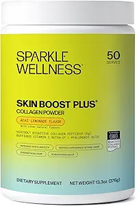 Sparkle Wellness VERISOL Bioactive Hydrolyzed Collagen Peptides ← Colágeno Polvo con vitamina C & ácido hialurónico para el cabello, la piel y la salud de uñas  durable Skin Boost Plus (Acai Lemonade) [50-Serves]