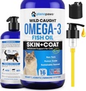 Omega 3 aceite de pescado para gatos - mejor que el aceite de salmón para gatos - Kitten + vitaminas y suplementos de gato - Cat Health Supplies - Cat Dandruff Tratamiento - Aceite de pescado líquido para mascotas - Cat Shedding Products