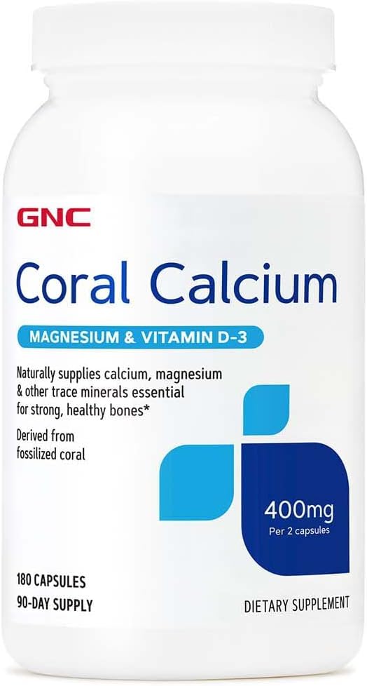GNC Coral Calcio 400mg Suplemento, soporta huesos fuertes, 90 Serviciones