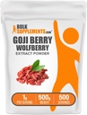 BulkSupplements.com Wolfberry Extract Powder -Goji Berries Suplemento, Fruit Powder - Vegan &amp; Gluten Free, 1g por Serving, 500g (1.1 lbs) (Pack of 1)
