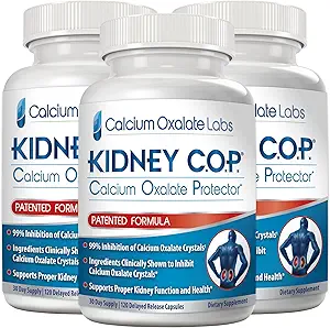 KIDNEY C.O.P. Calcium Oxalate Protector 120 Capsules, Kidney Support for Calcium Oxalate Crystals, Helps Stops Recurrence of Stones, Stronger Than Chanca Piedra Stone Breaker Supplements, 3 Pack
