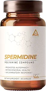 NivelUp cápsulas de espermidina, la mayoría de la espermidina investigada, 99% concentración, 100x Potent Than Wheat Germ Extracto para ADN envejecido Telomere Apoyo 60 Conteo