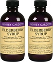 Honey Gardens Elderberry Syrup with Grade A Raw Honey, Propolis, Organic ACV & Elderberries | Traditional Immune Formula w/Echinacea | Made in The USA (4oz, 2pk)