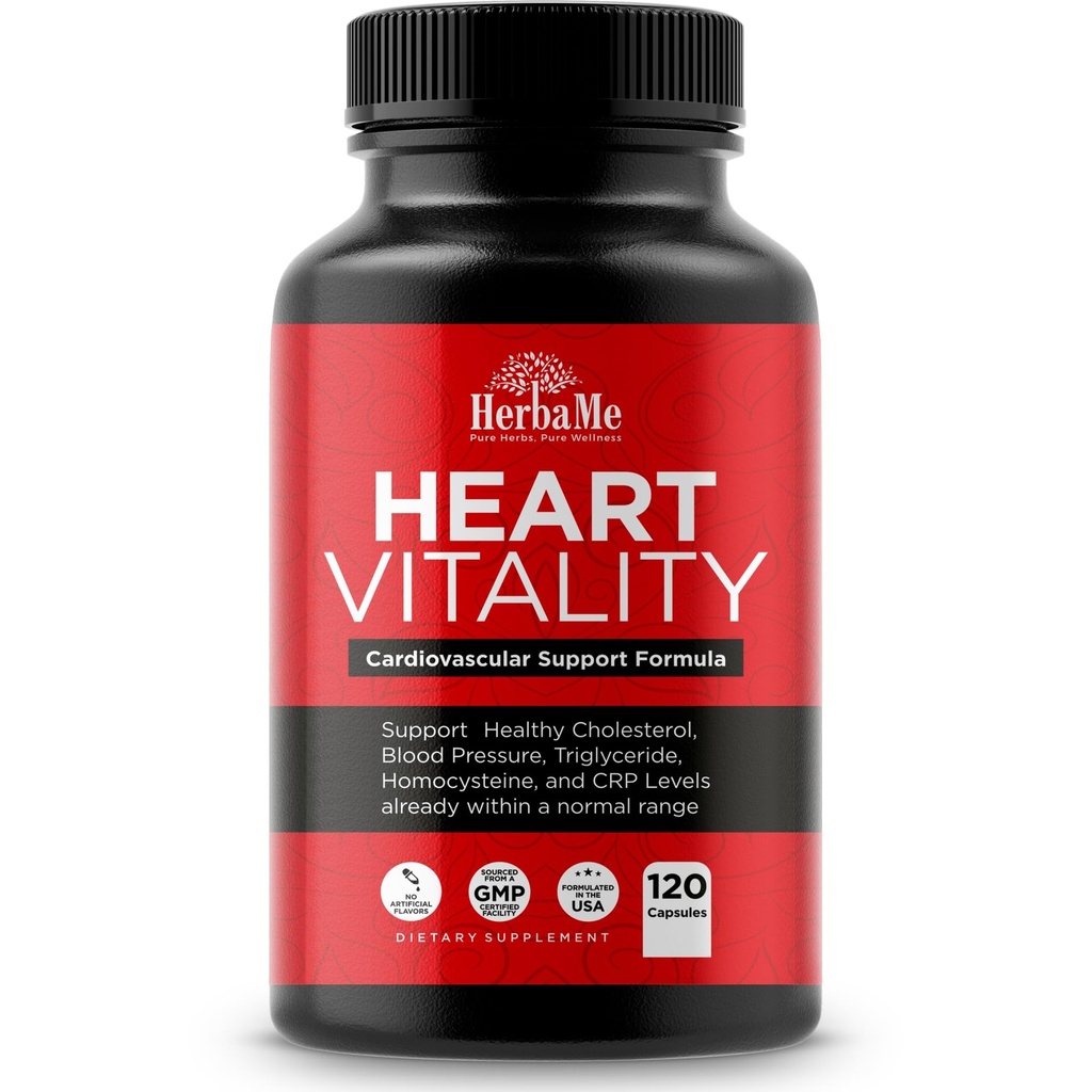 Apoyo al corazón y suplemento de flujo sanguíneo, 120 cápsulas, soporta la salud cardiovascular, colesterol saludable, triglicérida, Homocisteína, CRP Levels ← Función naturalmente circulatoria