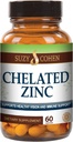 Suzy Cohen Chelated Zinc Supplements - 60 Capsules Gentle on The Stomach - Zinc es para el crecimiento de células sanas y la formación de ADN - Supports Healthy Immune Function and Skin Health