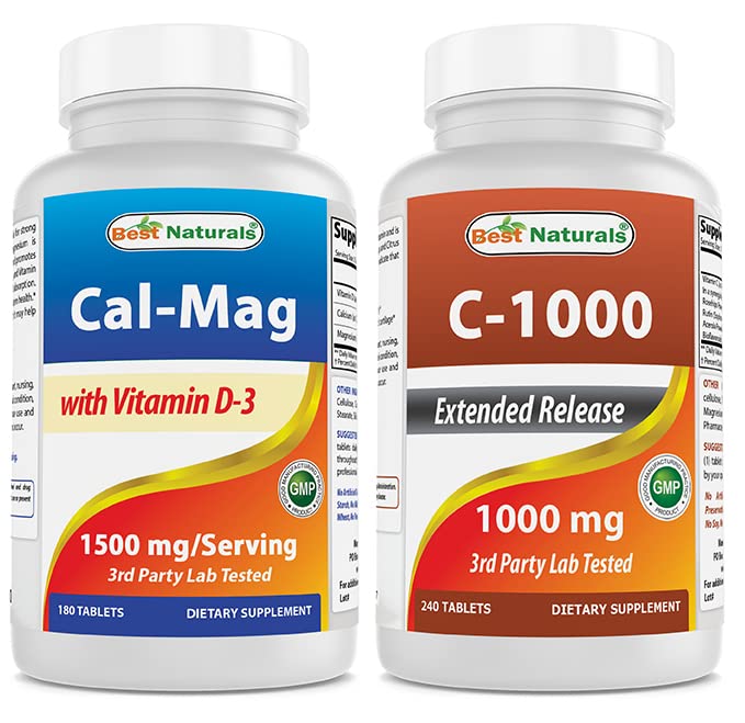 Best Naturals Calcium Magnesium with Vitamin D3 1500mg & Vitamin C 1000 mg