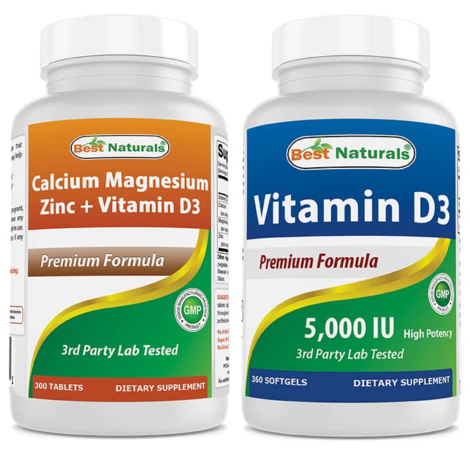 Best Naturals Calcium Magnesium Zinc with Vitamin D3 & Vitamin D3 5000 IU
