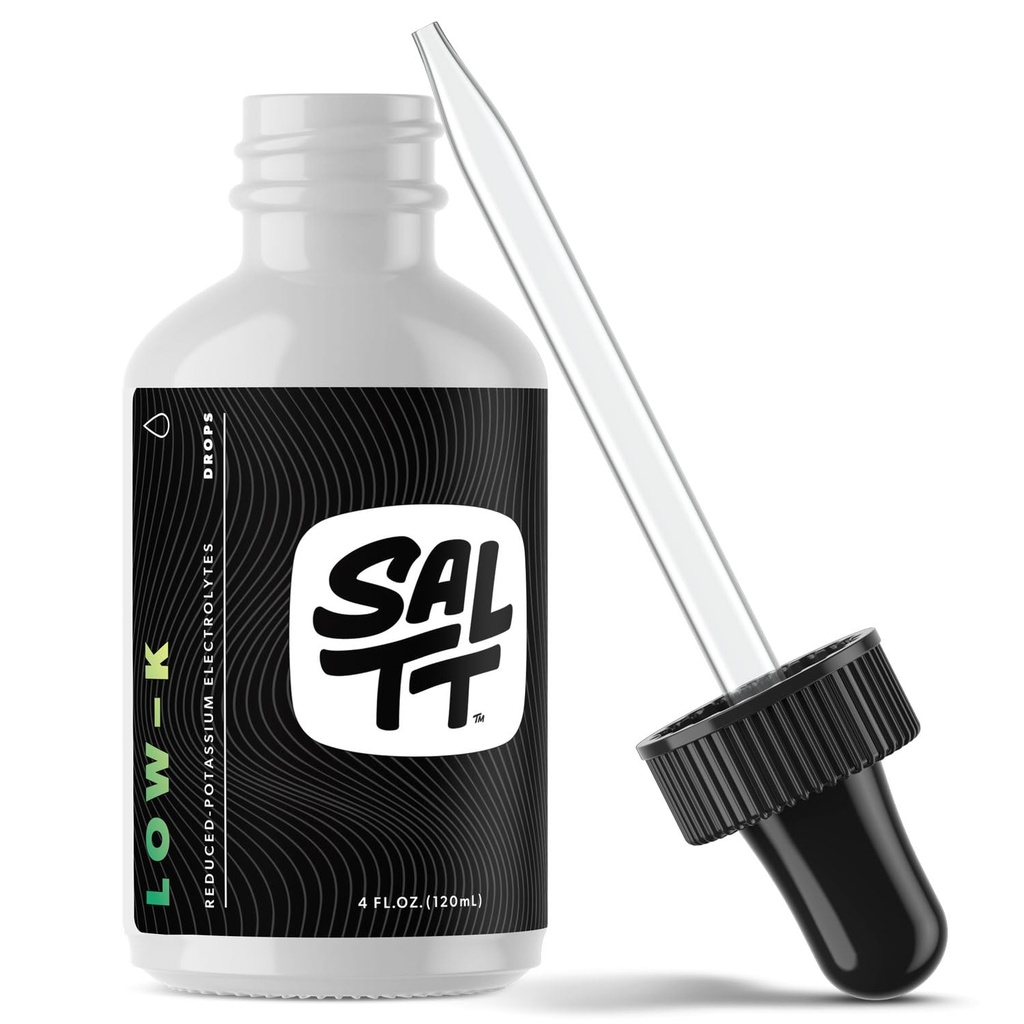 SALTT Low-K Fasting Drops TEN Sodium and Ionic Magnesium Fasting Suplementos Minerales de ayuno intermitente ← Electrolyte Replenisher TEN 120ml Dropper Bottle