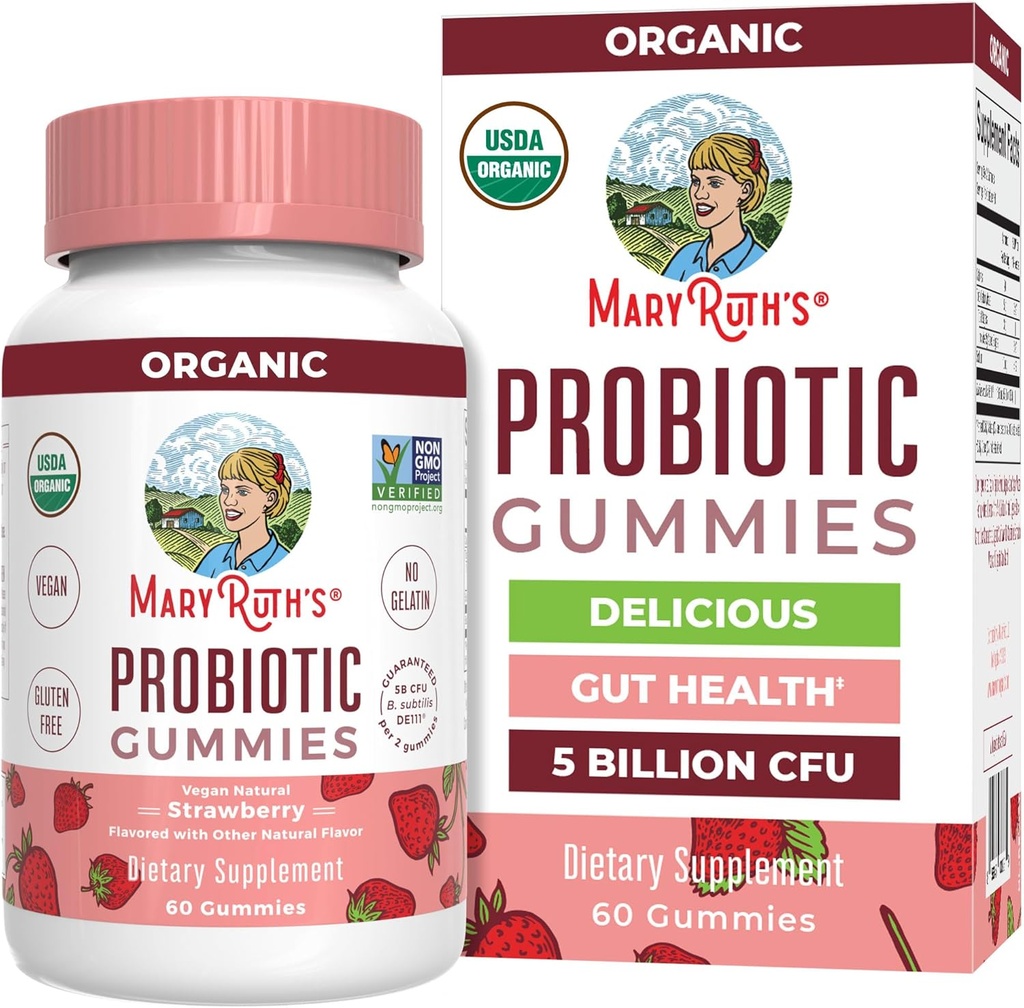 MaryRuth Organics USDA Organic Probiotic Gummies SilencioProbiotics forWomen &amp; Men Digestive Health & Gut Comfort Supplement 5 Billion CFU ← Immune &amp; Digestive Support ◾ Vegan ← Non-GMO Silencio 60 Conde