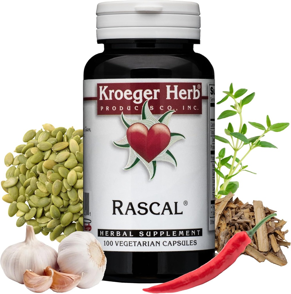 Productos Kroeger Herb, Rascal, Cleansing, Detox, Gut Health with Alic, Cayenne, Pumpkin Seeds, Vegetarian, Non-GMO, Gluten Free, No Preservatives, Healthy Microbial Balance, Made in USA