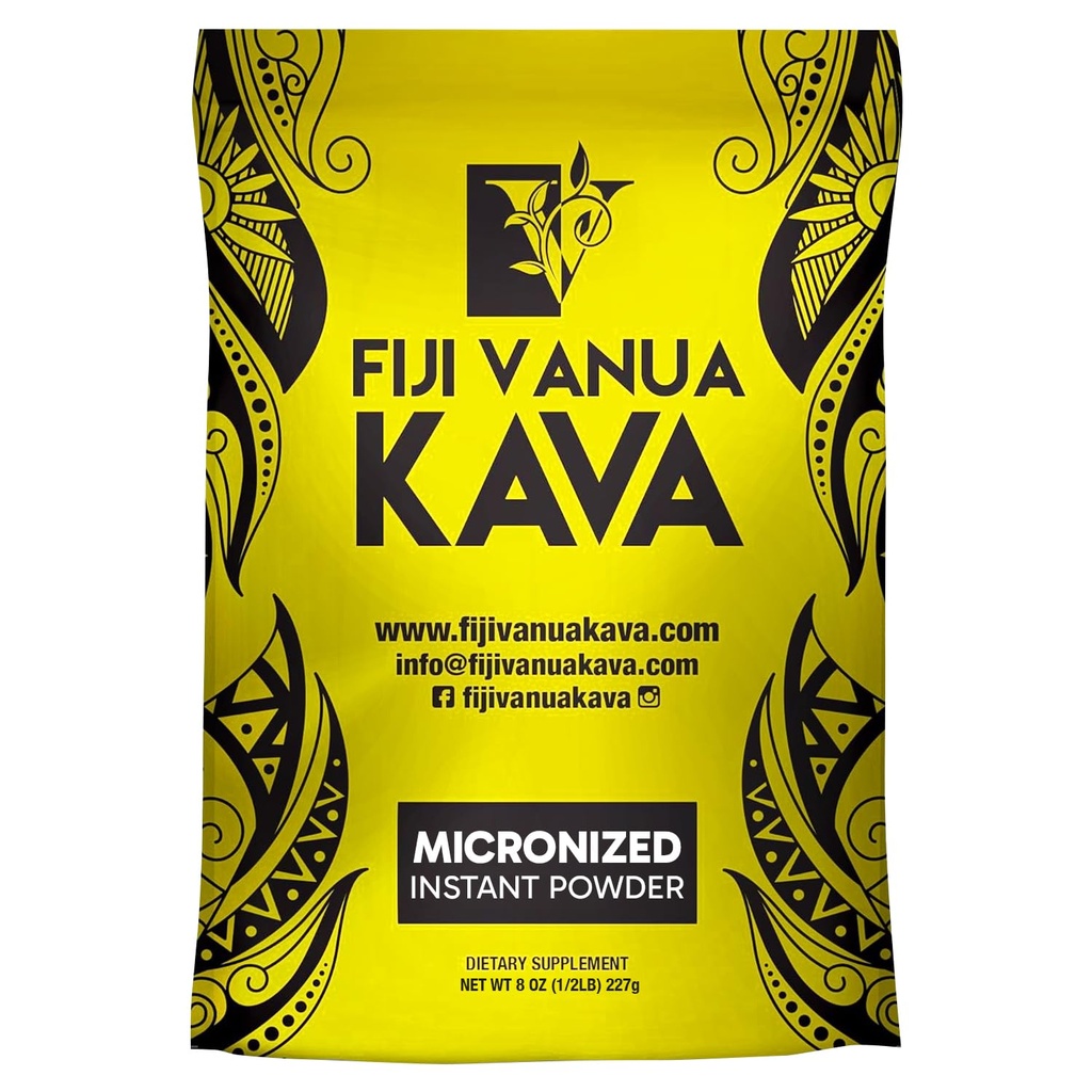 Fiji Vanua Kava Micronized Kava Powder, Portable y Fácil de Preparar Kava Root, No es necesario Straining, Pura & Fuerte Powder, 8 oz