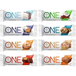 ONE Protein Bares, Sampler Variety Pack, Gluten Gratis con 20g Protein y 1g Azúcar, Pantry Staples, 2.12 oz (8 Conde)
