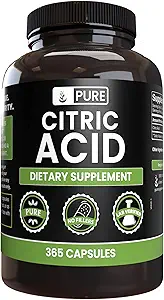 Ingredientes originales puros Ácido cítrico (365 capsules) No hay magnesio ni rifles de arroz, siempre puro, el laboratorio verificado