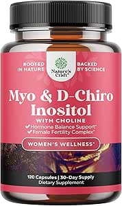 Myo-Inositol & D-Chiro Inositol Capsules - Choline Inositol Suplemento para Ciclo y Fertilidad Apoyo - Mujeres Saldo de Hormona Suplemento con Myo & D-Chiro Inositol Plus Choline Bitartrate