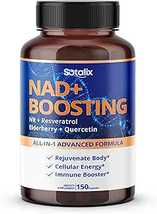SOTALIX Suplemento NAD+ Boosting All-in-1 Advanced Formula with NR, Resveratrol, Elderberry, Quercetin - Immune Booster, Global Well-Being- USA Hecho & Tested (150 Conde (Pack of 1))