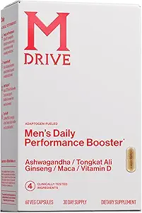 Mdrive Men's Daily Performance Complex Support Suplemento para Hombres - Ashwaghanda, Tongkat Ali, Ginseng, Maca &amp; Vitamina D, 60 cápsulas, 30 Day Supply