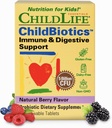 CHILDLIFE ESSENTIALS Childbiotics Immune " Digestive Support - Probiótico para niños, Probióticos para niños " , Probióticos Chewable para Gut Health - Natural Berry, 30 Tablets Chewable