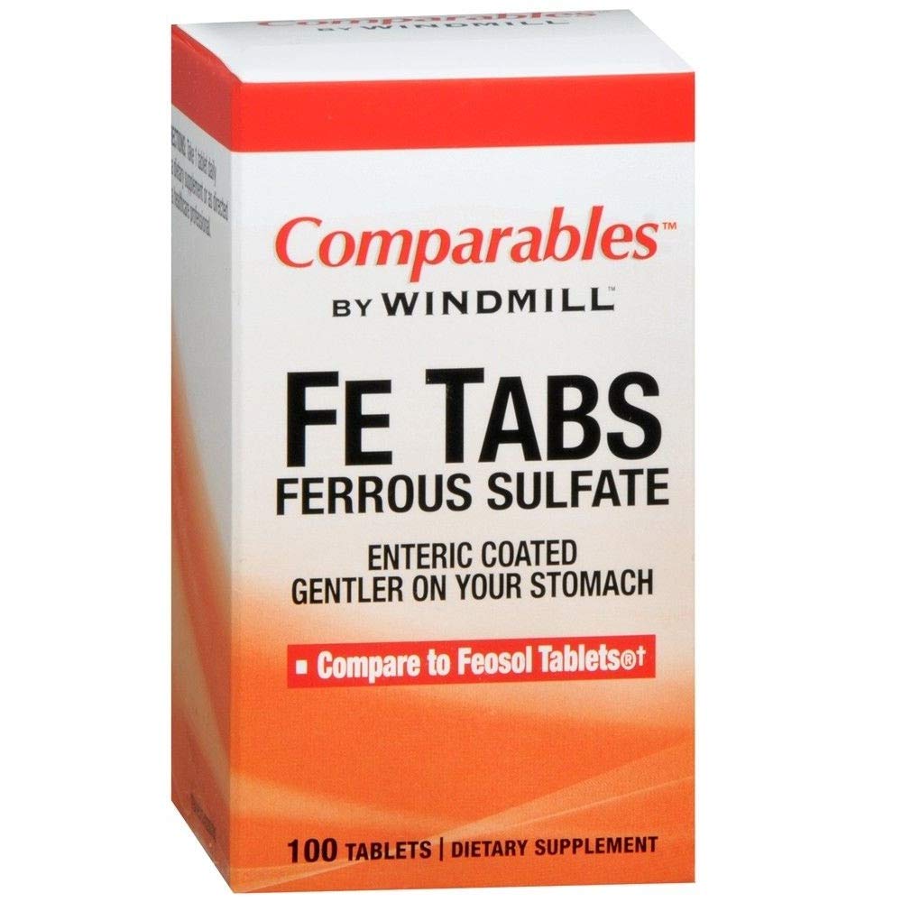 Windmill Fe Tabs Ferrous Sulfate Tablets 100 Tablets (Pack of 2)