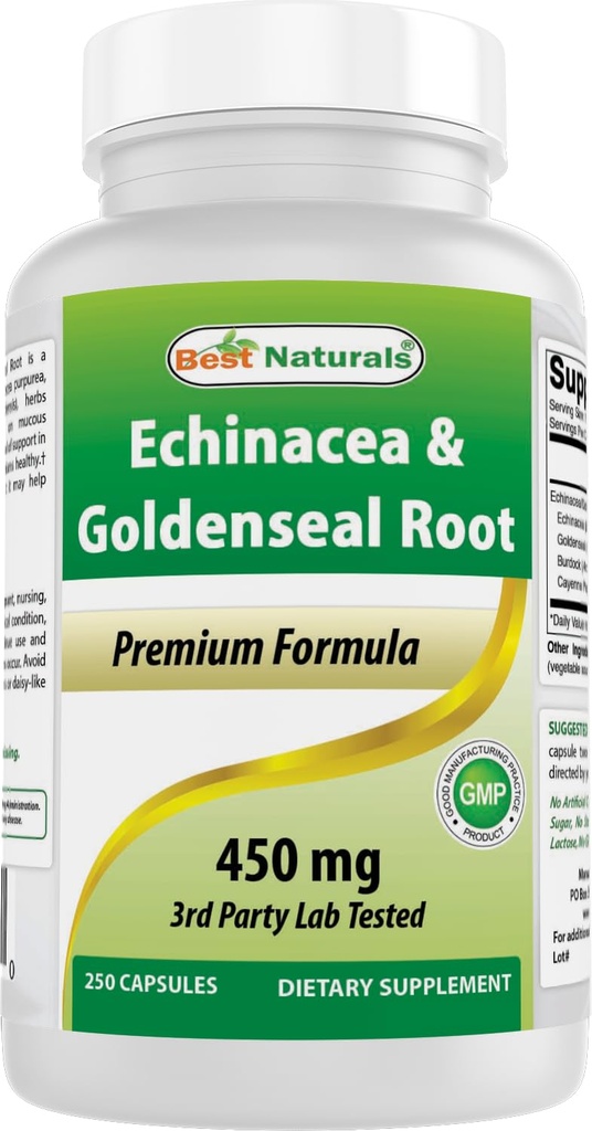 Best Naturals Echinacea Goldenseal 450 mg 250 Caps