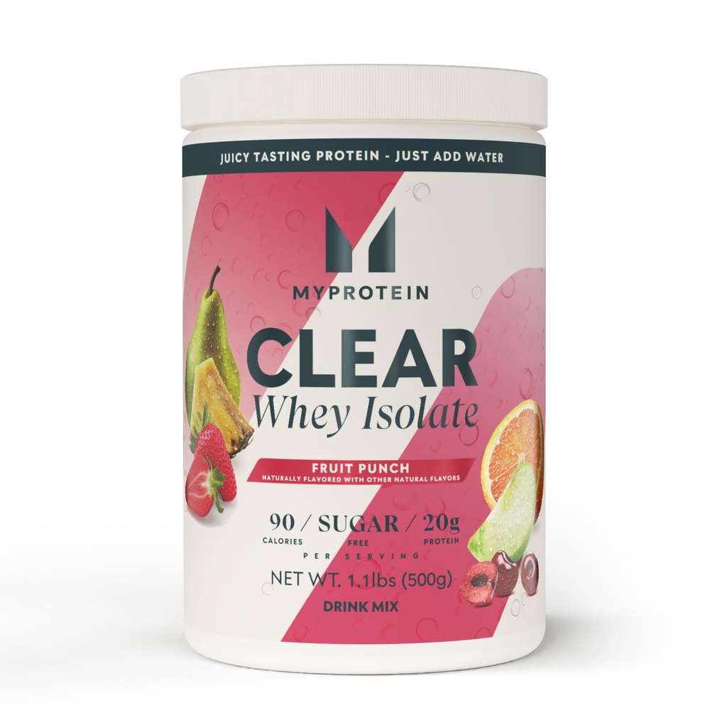 Myprotein Clear Whey Isolate Protein Powder, 20 Servings (1.1lbs) Fruit Punch, 20g Protein per Serving, Naturally Flavored Drink Mix, Daily Protein Intake for Superior Performance