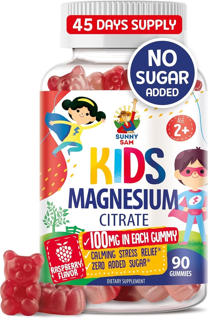 Magnesium Gummies for Kids &amp; Adults - 100mg - Calm Magnesium Chews - Magnesium Citrate Chewable Suplemento para Mood &amp; Muscle Support - 90 Gummies