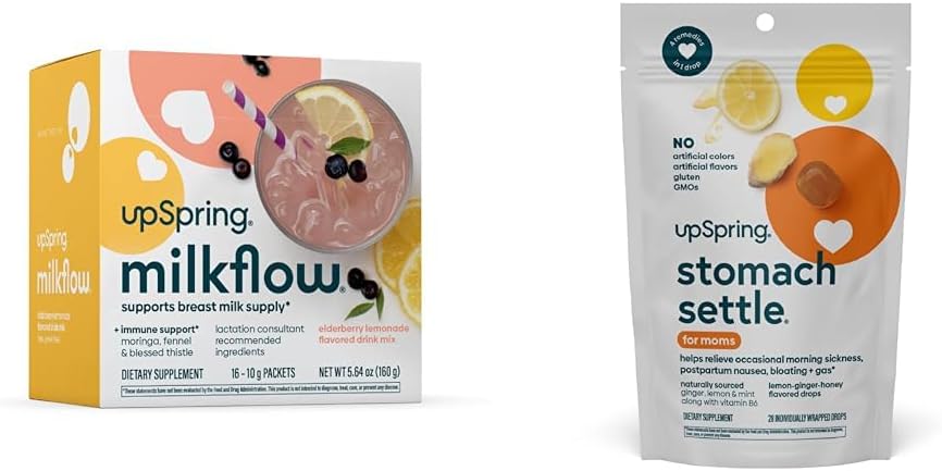 UpSpring Stomach Settle Drops, Honey Flavour, 28 Ct+Milkflow Breastfeeding Supplement Drink Mix with Moringa & Beat Thistle, No Fenugreek ←Elderberry Lemonade Flavor WordPress16 Drink Mixes