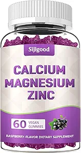 2 Pack Calcio Magnesio Zinc Gummies con Vitamin C D3 K2, Calcio Gummies para Bone, Muscle, Calm &amp; Zzz Support, Alta Absorción Fórmula con Magnesio Zinc Potasio, Elderberry Flavored 120 Cts