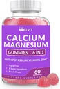 Gaviotas de calcio sin azúcar Suplemento 600mg, Magnesio de calcio Gummies de zinc con vitamina D3 K2, Potasio, alta absorción CA Gummy para el hueso, dientes &amp; musculo