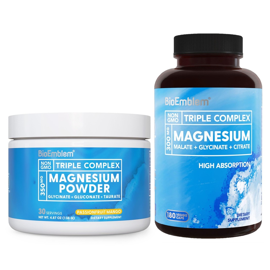 BioEmblem Triple Magnesium Complex Capsules and Triple Magnesium Powder Drink