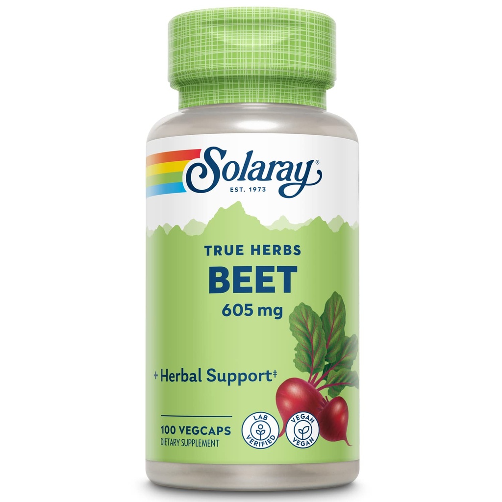 SOLARAY Beet Root 605mg  May Support Cardiovascular Health &amp; Athletic Performance, Kidney, Liver &amp; Blood Health ← Non-GMO ← Vegan ← 100 VegCaps