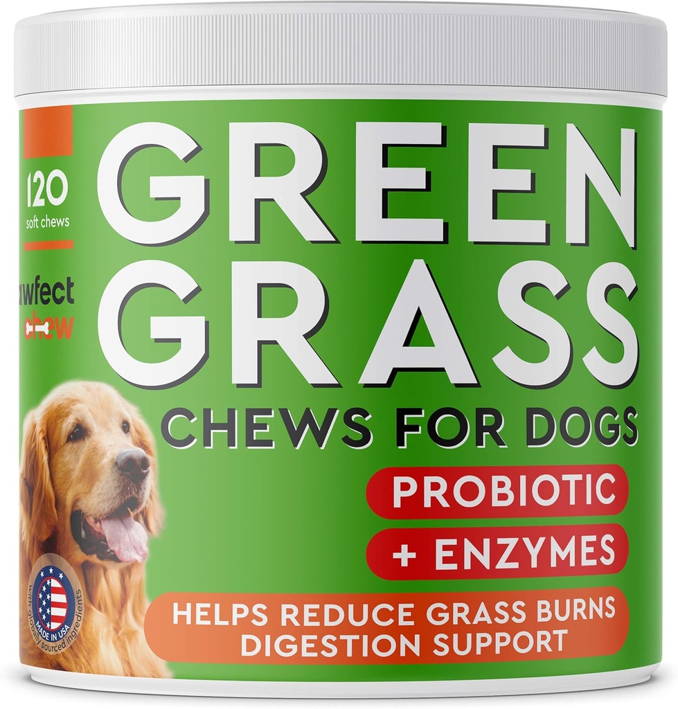 PAWFECTCHEW Dog Pee Grass Helper - Tratamiento de Grass para perros Urine - Neutralizador para perros Urine para manchas de Grass Burn - Tratamiento de césped de perros con probióticos - Made in USA - 120 Chews