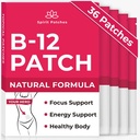 Patches B12 (Pack of 36) - 100% Patches de vitamina natural para Mujeres, Energía, Focus &amp; Body Support, Patches transparentes autoadhesivos - Fórmula mejorada
