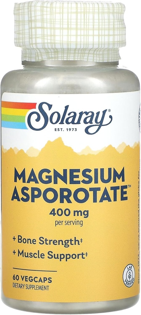 Solaray Magnesium Asporotate Suplemento, 200 mg, 60 Conteo
