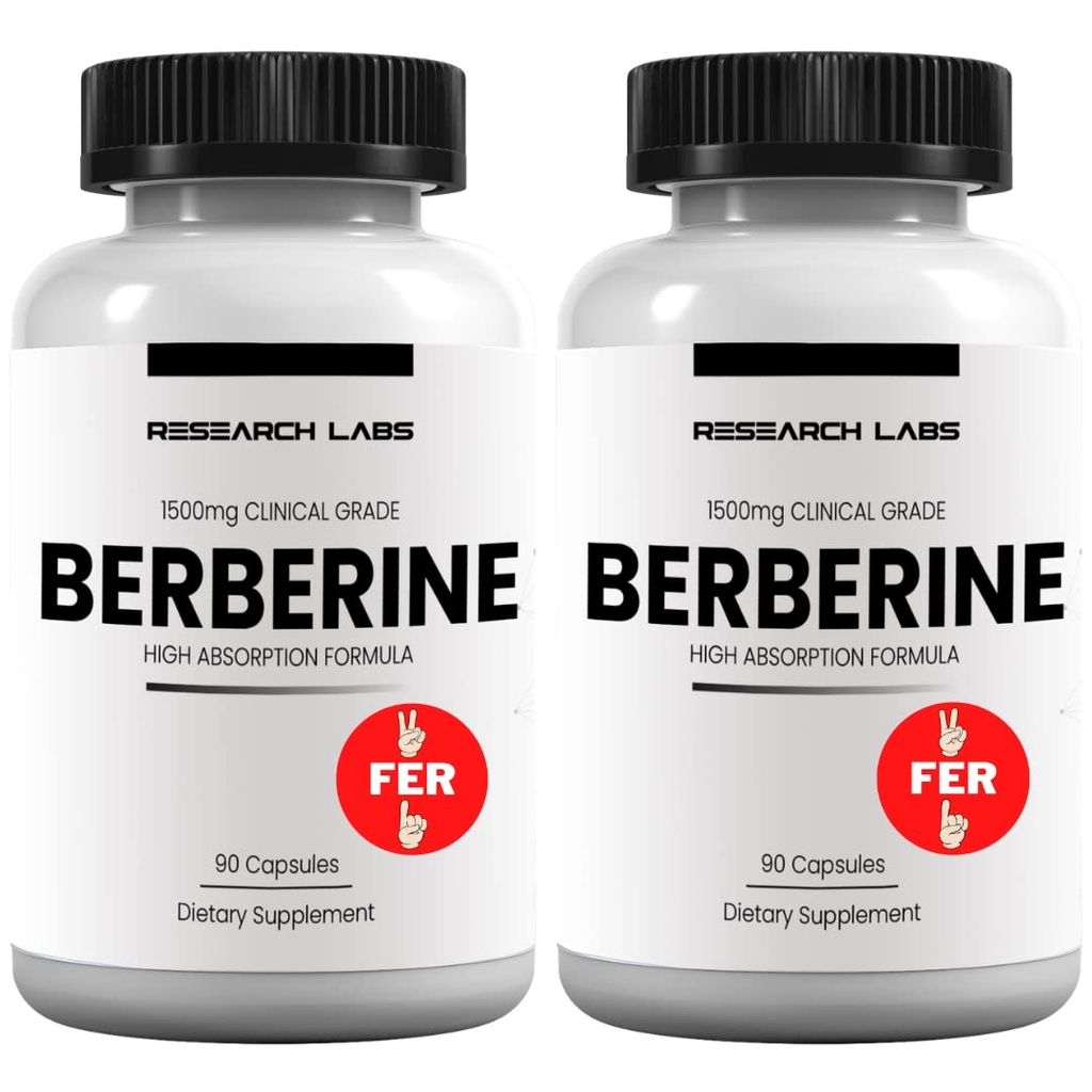 Laboratorios de Investigación 2 Fer 1 Ad - 1500mg Clínica Grado Berberine High Absorption Fórmula &amp; BerberQuilTM Support. 180 Total Capsules. 500mg Cada cápsula