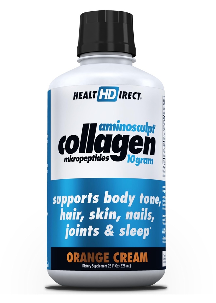 HEALTH DIRECT – AminoSculpt Liquid Collagen Micropeptides – 28 FL Oz – 28 Servings – 10 Grams of Premium Medical-Grade Liquid Collagen for Women – Orange Cream