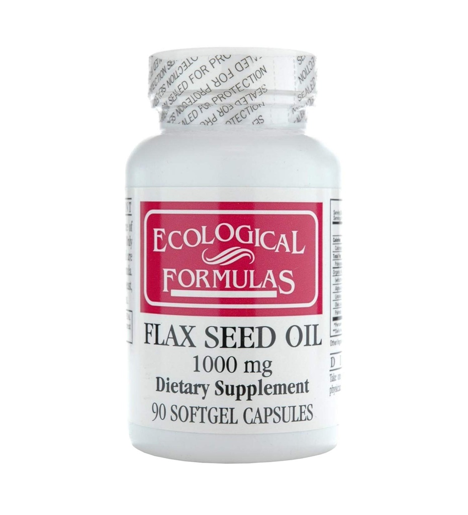 Ecological Formulas Organic Flax Seed Oil 1000 Mg, White, 90 Count