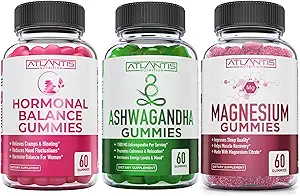 Atlantis Nutrition Hormonal Balance for Women & PMS Gummies + Ashwagandha Gummies + Magnesium Gummies