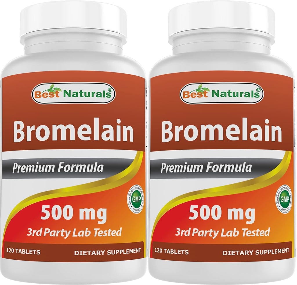 Mejores Naturales Bromelain 500mg 120 Tabletas (120 Cuenta (Pack of 2))