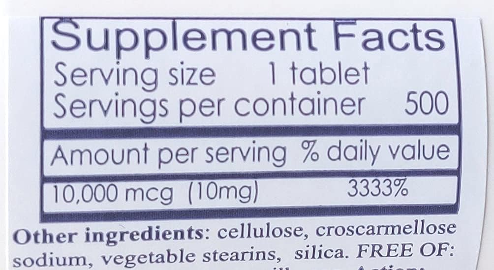 Saludable Biotina natural 10,000 mcg (500 Tabletas) para el crecimiento del cabello, la piel, uñas fuertes, biotina 10mg