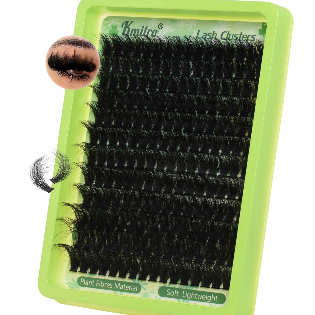 Thick Lash Clusters 14-24mm Long 240D Cluster Eyelash Extensions Waterproof Volume Eyelash Clusters 192Pcs Individual Lashes Soft Wispy False Eyelashes DIY Lash Extension