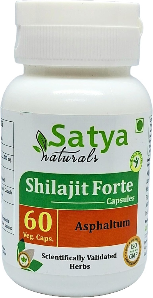 Shilajit Forte Capsule 500 mg. 60 Veg. Capsule peru Shilajit (Asphaltum) Extract Capsules for Hombres y Mujeres ← Ayurvedic Herbal Suplemento/Remedios  10:1 Forte (1 Botella de 60 cápsulas)